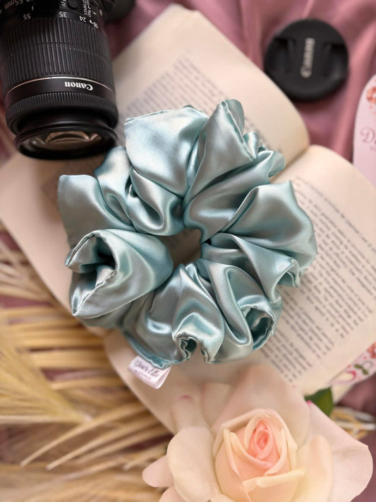 Aqua Satin Silk Luxe XL Scrunchie
