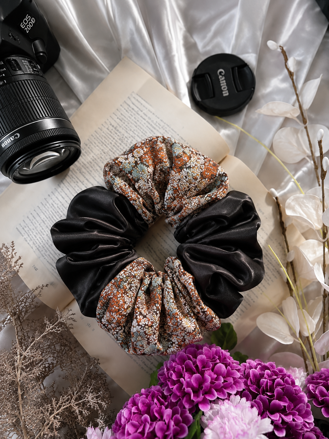 Amber Wildflower Silk X Rayon XL Scrunchie
