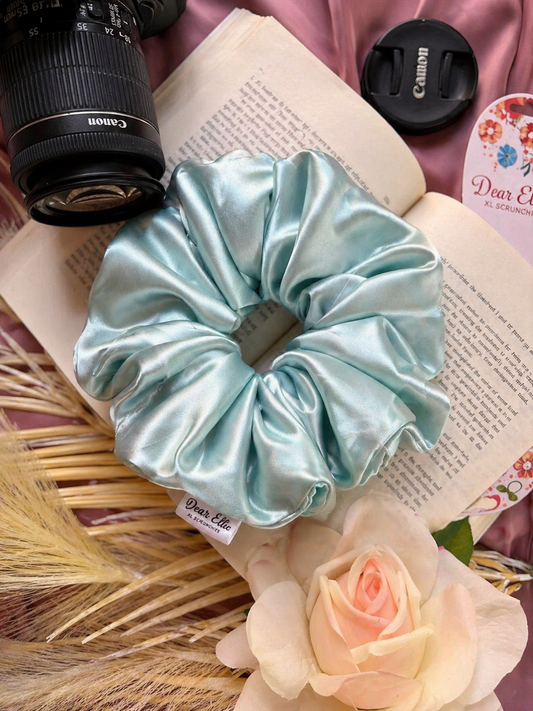 Aqua Glow Satin XL Scrunchie