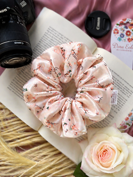 Blush Floral Satin XL Scrunchie