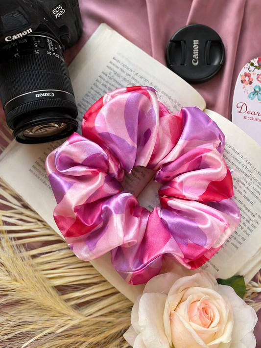Blush Heart Silk Sateen XL Scrunchie.