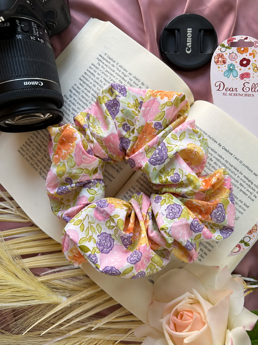 Pastel Petals Cotton Poplin XL Scrunchie