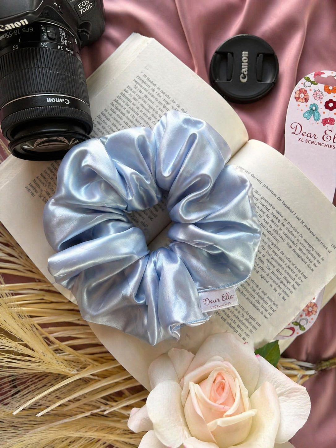 Icy Blue Silk XL Scrunchie