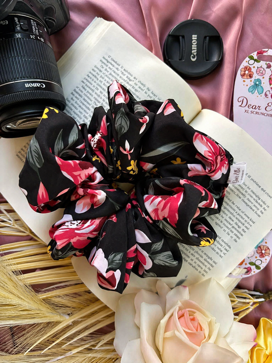 Midnight Rose Satin XL Scrunchie
