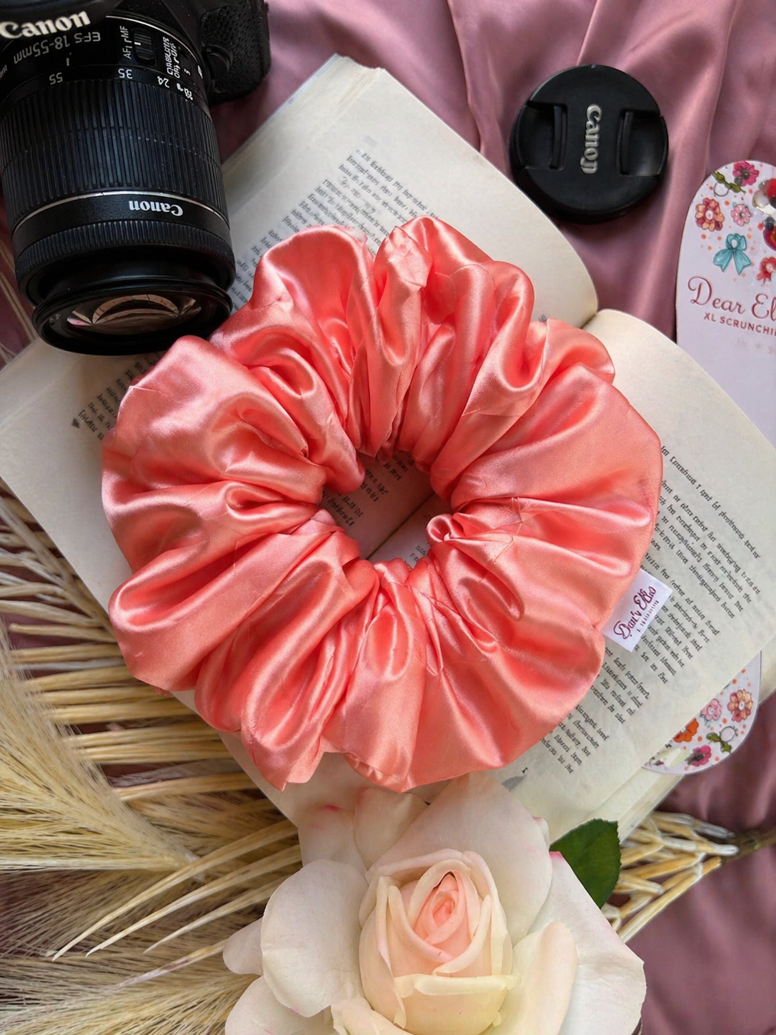 Peach Glow Satin Silk XL Scrunchie