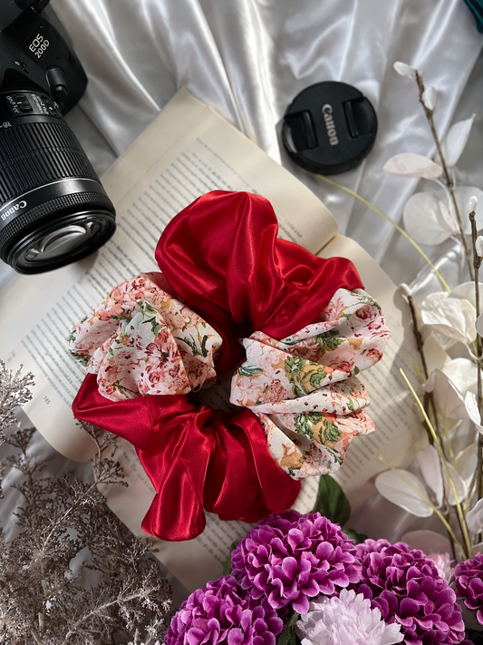 Ruby Blossom Silk X Chiffon XL Scrunchie