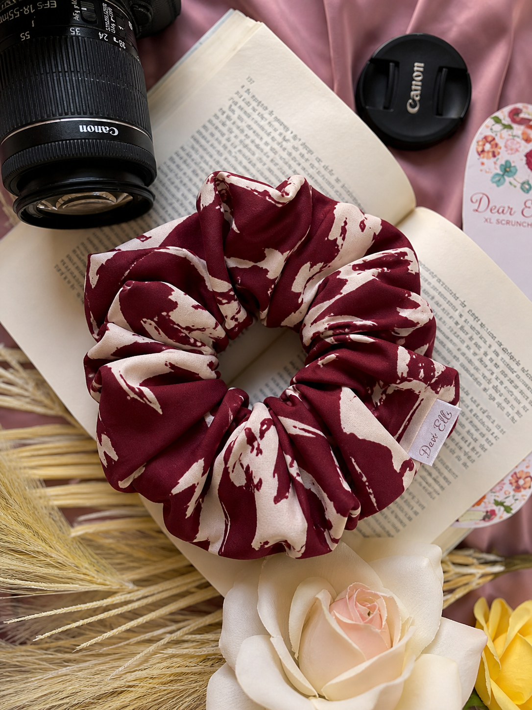 Wine Splash Satin XL Scrunchie